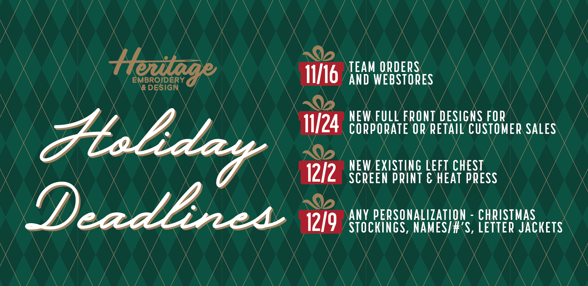 2025 holiday deadlines